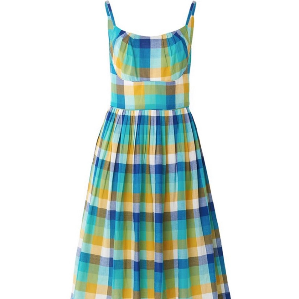 Emily and Fin Enid Dress in Côte d’Azur Blue Plaid